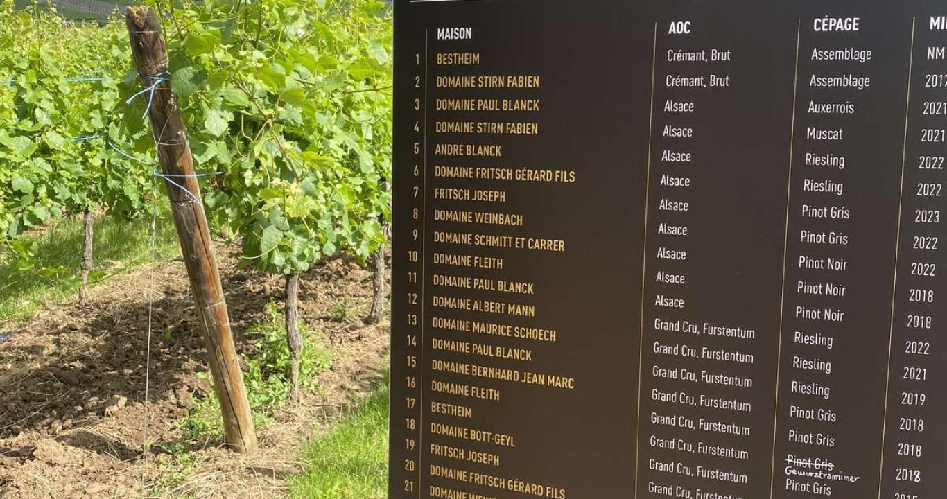Carte des vins des vignerons de Kientzheim