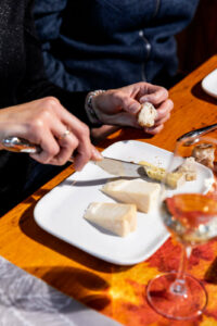 Taste the local cheeses and be surprised by the harmonious food and wine pairing