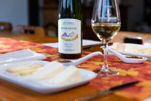 A wine and cheese tasting in the winemaker's private cellar